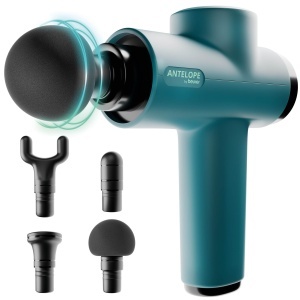 Pistol de masaj Beurer Antelope BOOM, pistol de masaj compact cu 4 atasamente, pentru relaxare si regenerare, masaj puternic cu puncte de declansare, masaj muscular cu 5 niveluri de intensitate si baterie reincarcabila