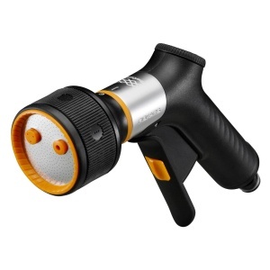 Pistol de stropit Fiskars 1067194, FiberCompMetal, 3 functii, NegruPortocaliu