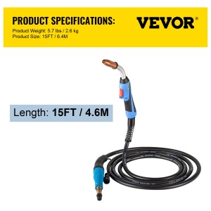 Pistol de sudura VEVOR Mig 46 m Cablu flexibil de inlocuire a tortei 250A Ciclu de lucru 60 pentru sudor electric Utilizare intensiva Sudare Medii ind - Img 7