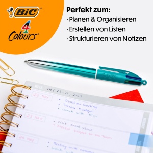 Pix BIC 4 Colours Smooth cu 4 culori, varf mediu de 1mm, set 5 bucati - Img 3
