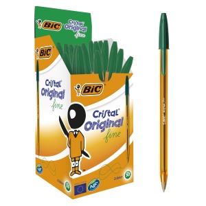 Pix BIC Cristal Original fine, 0.3 mm, verde, cutie 50 bucati