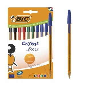 Pix BIC Cristal Original Fine 0,8 mm, Transparent, 10 Culori