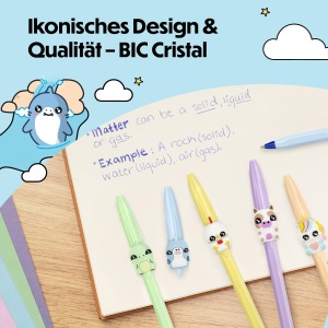 Pix BIC Cristal Pastel Figurines, 5 figurine Kawaii, tinta albastra, pastel - Img 5