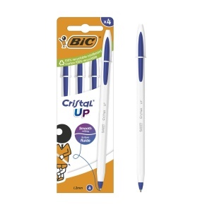 Pix BIC Cristal Up, 1.2 mm, 4 bucati, tinta albastra, corp alb