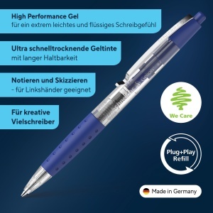Pix gel Schneider Gelion Plus, 10 bucati, culoare albastra, mina schimbabila, 0.7 mm - Img 2