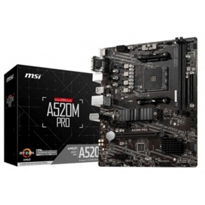 Placa de baza MSI A520M PRO, compatibila AMD Ryzen, suport DDR4, M.2 Turbo