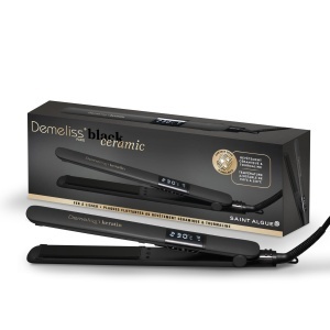Placa de par Demeliss Black Ceramic 2-in-1, temperatura ajustabila 150-230C, design elegant
