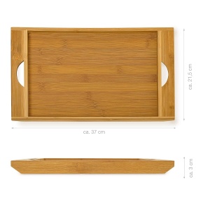 Placa de taiat din bambus Relaxdays, 37x21.5 cm, cu compartiment pentru firimituri - Img 3