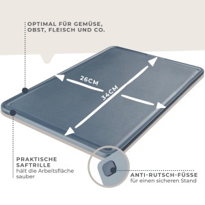Placa de taiat Fackelmann easyprepare, 36x24 cm, Antiderapanta, AlbGri - Img 3
