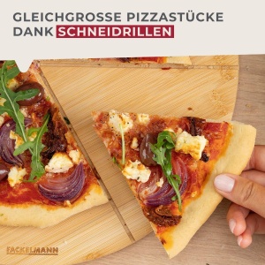 Placa de taiat pentru pizza Fackelmann din bambus, 32 cm, rezistenta la acizi, maro - Img 4