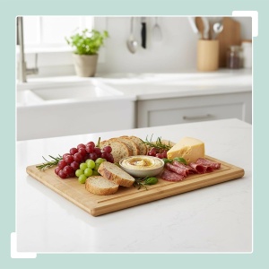 Placa de taiat Relaxdays din bambus, 25 x 38 cm, rutschfest, cu saftrille - Img 3