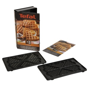 Placa pentru Wafle Tefal XA8006, 2 Placi in Forma de Inima, Negru, Spalare in masina