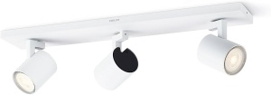 Plafonier/perete Philips Runner 3 spoturi, instalare usoara ClickFix, fara bec (GU10), 2700 K, lumina alba calda, alb, IP20, antireflexie - Img 3