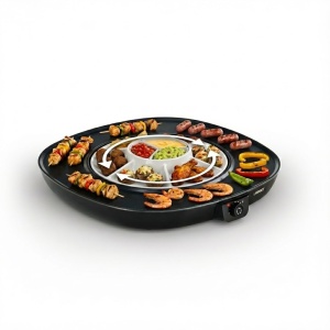 Plancha Electrica Chef Pirouette 45 x 45 cm, Termostat 220 C, Antihaft