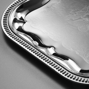 Platou dreptunghiular APS 392, 41 x 31 cm, metal, cu decor - Img 3