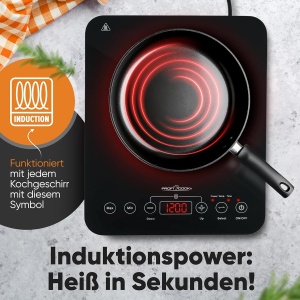 Plita electrica cu inductie ProfiCook PC-EKI 1062, 2000W, 10 niveluri de putere - Img 2