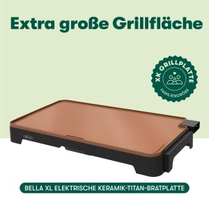 Plita electrica grill Bella XL, 1500 W, suprafata 30,5 x 56 cm, antiaderenta, cuprunegru - Img 2