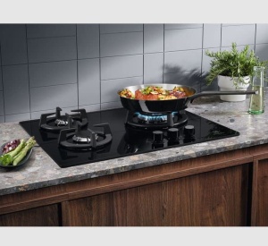 Plita pe gaz Electrolux KGE6633NOK 60 cm, 3 zone, Wok, Negru - Img 2