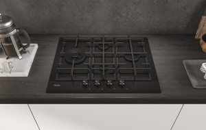 Plita pe gaz Haier HAVG5D4HB, 60 cm, 4 arzatoare, zona wok, negru - Img 7