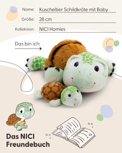Ploshtel Broasca Testoasa cu Bebe NICI 28cm - Verde, Moale si Iubitor - Img 5