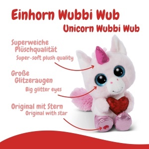 Plusat Unicorn Wubby Wub NICI 15cm, cu ochi stralucitori, editie Love - Img 3