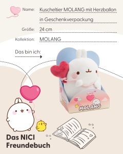 Plush Molang cu Inima 24cm - Jucarie din Plus Alb pentru Copii si Adulti - Img 6