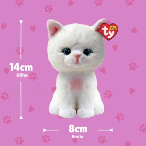 Plush Toy TY Beanie Boos Amelia - Pisica cu Ochi Stralucitori, 15 cm, AlbRoz - Img 3