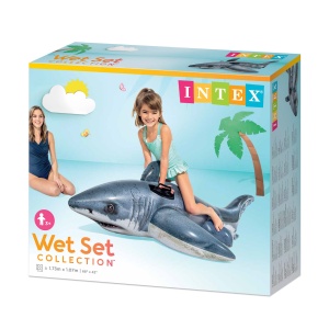 Pluta pentru inot Intex Great White Shark - 173 x 107 cm, material rezistent, pentru copii de la 3 ani - Img 2