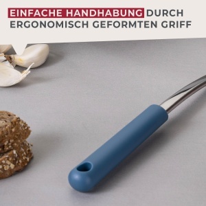 Polonic Fackelmann Essential din otel inoxidabil cu maner albastru inchis ergonomic ideal pentru supe si ciorbe - Img 4
