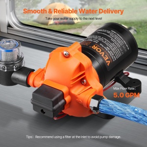 Pompa de apa VEVOR 12V, 18,93 Lmin, 5 camere, presiune ajustabila 40-100 PSI - Img 4
