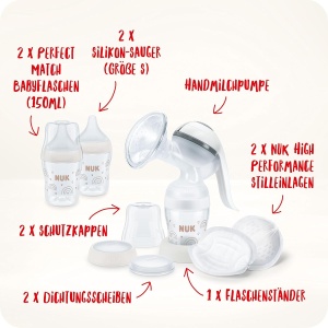 Pompa de san manuala NUK cu 2 biberoane de 150 ml si 2 tampoane absorbante - Img 6