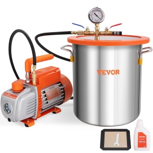 Pompa de vid VEVOR cu camera de vid de 19L 100L / min Pompa de vid 150W AC 220V / 50HZ 1440RPM 5pa 250ml Capacitate ulei HVAC Echipament de vid Pompa de vid de racire pentru stabilizarea lemnului Degazarea rasinii - Img 1
