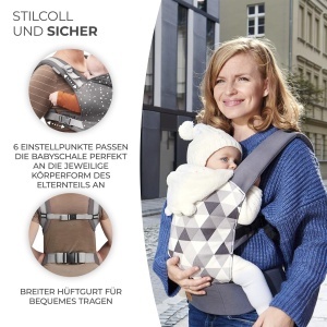 Port-bebe Kinderkraft NINO, Ergonomic, din Bumbac, pentru Sugari si Copii, Gri - Img 5