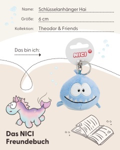 Porte-chei din plus NICI Hai 6cm - 63105, albastru, cu design marin - Img 5