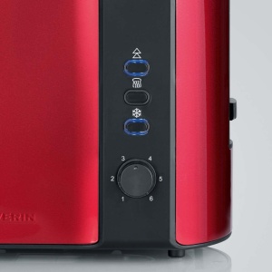Prajitor de paine automat SEVERIN, aparat de prajit cu accesoriu pentru rola, otel inoxidabil de inalta calitate, pentru prajire, dezghetare si incalzire, 800 W, rosu foc metalizat / negru, AT 2217 - Img 6