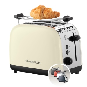 Prajitor de paine Russell Hobbs 26551-56, 1600W, 2 felii, functii multiple, crem