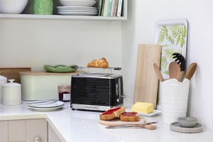 Prajitor de paine Russell Hobbs [pentru 2 felii] Inspire Black cu structura lucioasa de inalta calitate (fante de paine prajita foarte largi, inclusiv accesoriu pentru chifle, 6 niveluri de rumenire + functie de dezghetare si reincalzire) 24371-56 - Img 2