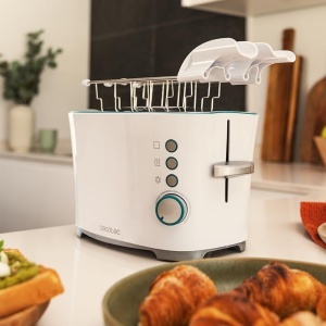 Prajitor de paine vertical Cecotec Toast & Button Double W, 650W, Slot dublu lat pentru 2 paine prajite, Curatare usoara, Oprire automata si functie pop-up, Inclusiv clesti de indepartare, Tava pentru firimituri - Img 6