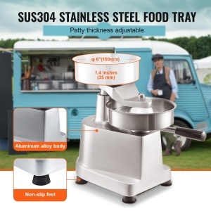 Presa comerciala pentru burgeri VEVOR - Hamburger Copy Maker 15 cm, cu 2 pachete de hartie pentru hamburgeri, presa profesionala pentru hamburgeri din otel inoxidabil, perfecta pentru chiftelute de burger Accesorii pentru gratar de gatit - Img 3