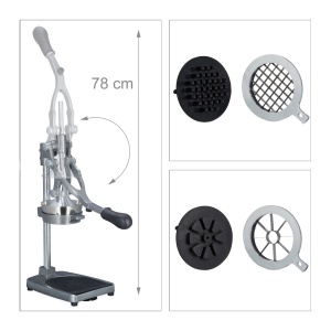 Presa de fructe manuala Relaxdays 3in1, inox, 47,5x17,5x40,5 cm - Img 5