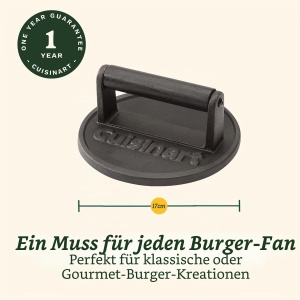 Presa pentru burgeri Cuisinart din fonta, 17 cm, maner rezistent la caldura - Img 6