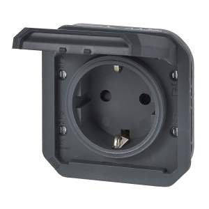Priza de exterior Legrand Plexo New, 16A, 250V, IP44, Anthrazit - Img 2