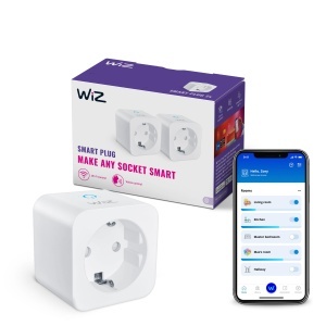 Priza inteligenta WiZ Wi-Fi, Tip F, 230V, 50Hz, compatibila cu Alexa si Google Home, 2 bucati