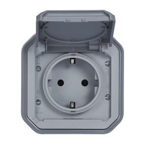 Priza Legrand Plexo 069730L 16A IP44 IK07 Gri cu protectie la umiditate - Img 3
