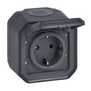 Priza Legrand Plexo 069783L IP44 IK07 Antracit 16A 250V cu capac de protectie