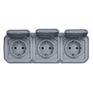 Priza Legrand Plexo New 3-Fach IP44 IK07 Gri cu Protectie Umiditate si Capac - Img 3