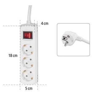 Priza multipla Hama 3-faceri, 1.4m, cu buton de economisire energie, alba - Img 3