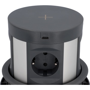 Prize de birou Blaupunkt Tischsteckdose PushUp 4-fach, 2 USB-A, 2 USB-C, inductiv, antracit - Img 6