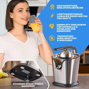 ProfiCook PC-ZP 1154 Storcator Citrice Electric 160W cu Start Automat si Tropfstopp - Img 6