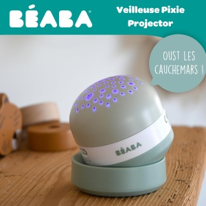 Proiector de stele BEABA Pixie, 3 culori, 9 sunete relaxante, transportabil - Img 2
